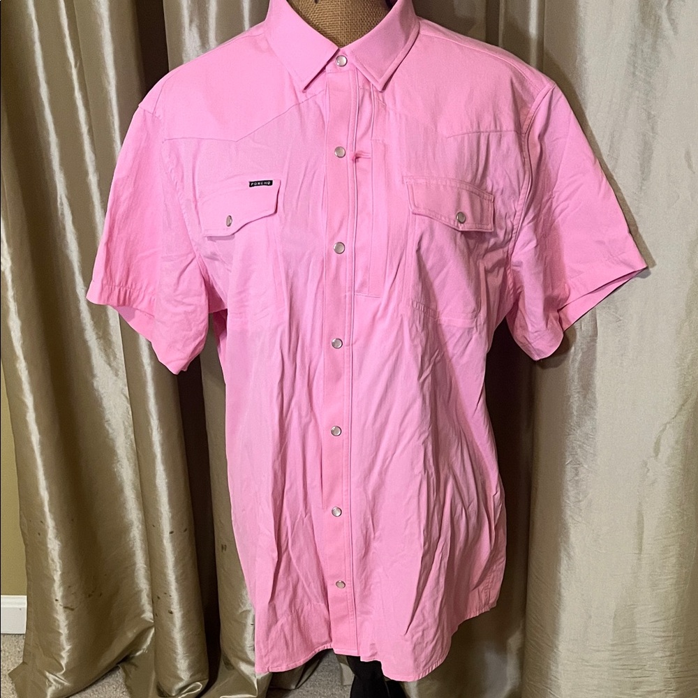 Poncho men’s pink pearl snap shirt xl slim